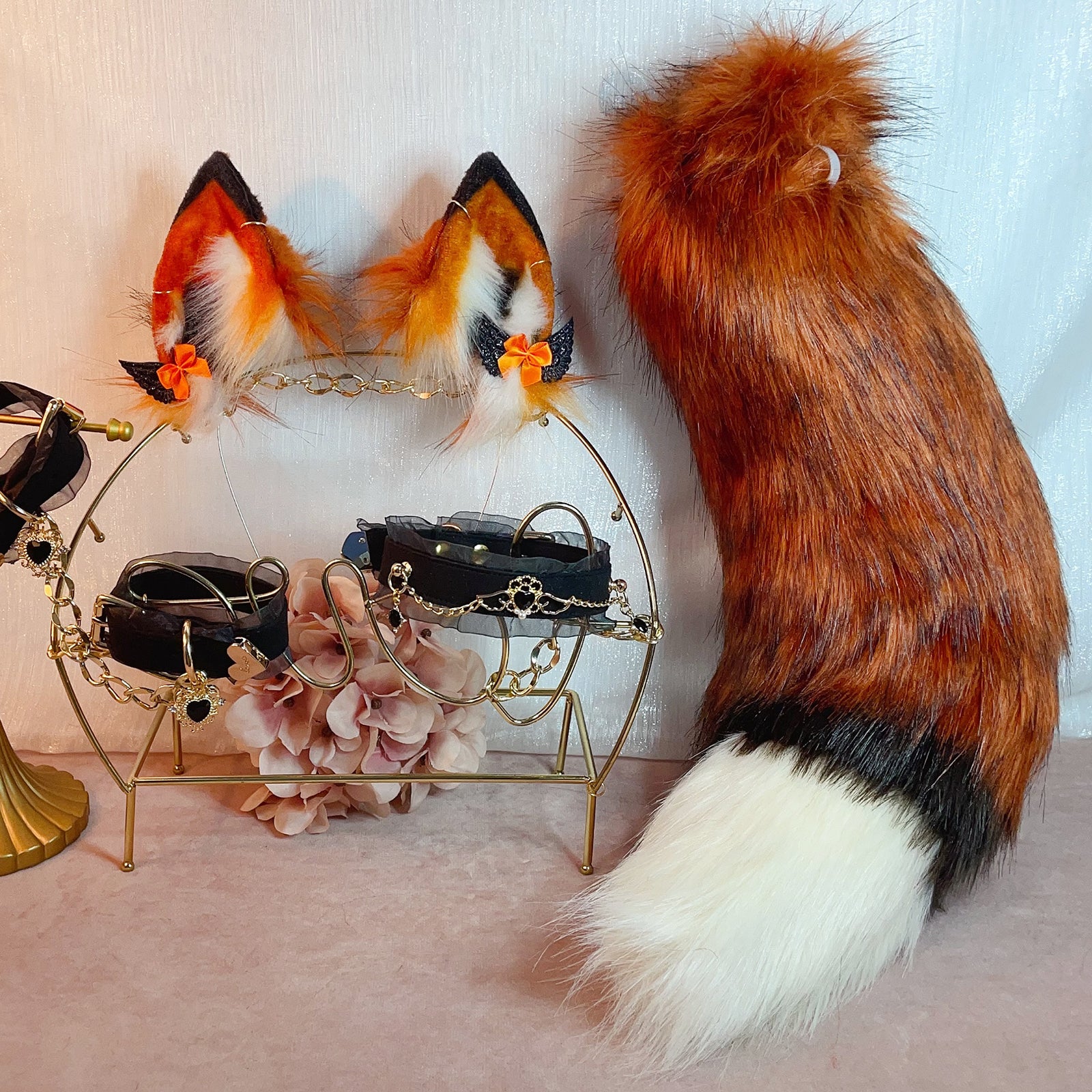 cross fox,Artificial Fur-ears, tail, paws, shoes
